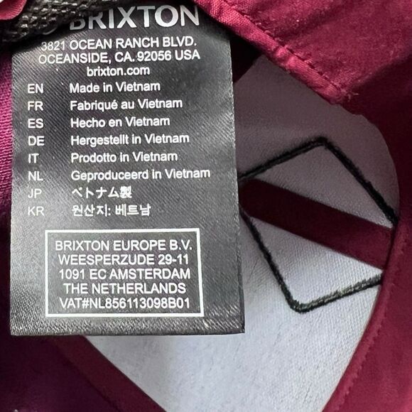 Brixton Originals Supplies Skateboarding Burgundy Red SnapBack Baseball Cap Hat - Picture 9 of 9